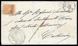 1869 - 10 cent. (2), perfetto, su busta non ... 