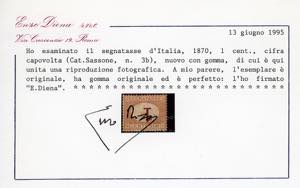 1870 - 1 cent. ocra e carminio, ... 