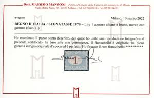 1870 - 1 lira azzurro chiaro e ... 