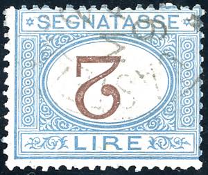 1870 - 2 lire azzurro chiaro e bruno, cifra ... 