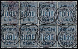 1903 - 100 lire azzurro (32), blocco di otto ... 