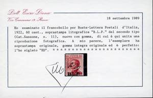 1922 - 60 cent., soprastampa BLP ... 