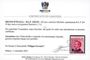 1922/23 - 60 cent. carminio ... 