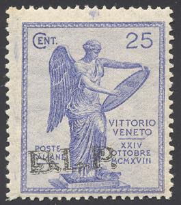 1922 - 25 cent. Vittoria, soprastampa BLP ... 