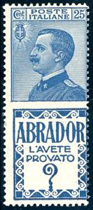1924 - 25 cent. Abrador (4), gomma originale ... 