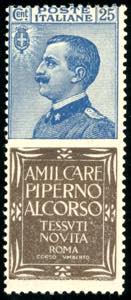1924 - 25 cent. Piperno (6), gomma originale ... 