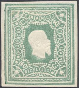 1864 - 40 cent. Saggio Re, stelle angolari, ... 