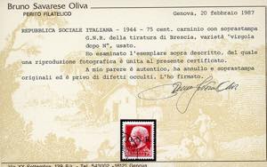 1943 - 75 cent. soprastampa G.N.R. ... 