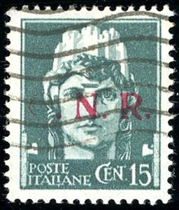 1943 - 15 cent. sopratsampa G.N.R. di ... 