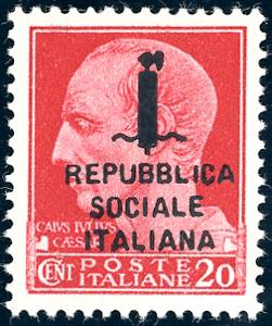 1944 - 20 cent. carminio soprastampato ... 