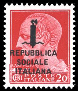 1944 - 25 cent. carminio soprastampato ... 