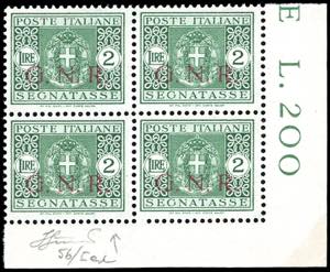 1943 - 2 lire soprastampa G.N.R. di Brescia, ... 