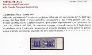1943 - 5 lire soprastampa G.N.R. ... 