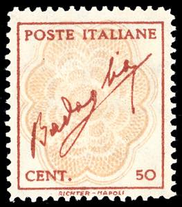 1944 - 50 cent. rosso e bistro Badoglio, ... 
