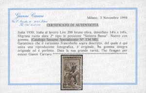1950 - 200 lire Lavoro, dent. 14 ... 