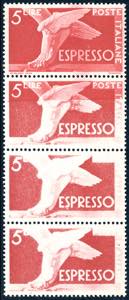 1945 - 5 lire Democratica, striscia ... 