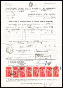 1950 - Due moduli di duplicazione di buoni ... 