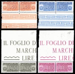 1953 - Filigrana ruota, serie completa ... 