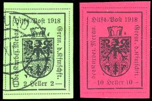 MERANO 1918 - 2 h. verde chiaro, usato e 10 ... 