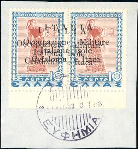 EMISSIONI DI ARGOSTOLI 1941 - 10 l. + 10 l. ... 