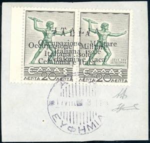 EMISSIONI DI ARGOSTOLI 1941 - 20 l. + 20 l. ... 