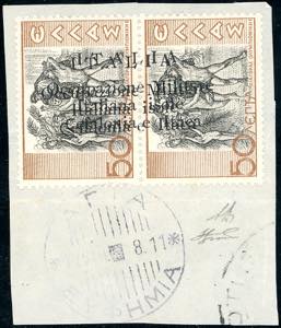 EMISSIONI DI ARGOSTOLI 1941 - 50 l. + 50 l. ... 