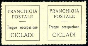 ISOLE CICLADI 1941 - Etichetta di franchigia ... 