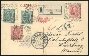 SALONICCO 1908 - 10 pa. su 5 cent., due ... 