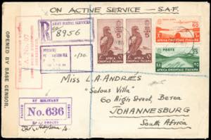 POSTA AEREA 1944 - 5 lire, coppia, 60 cent. ... 