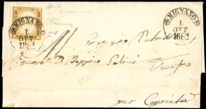 1862 - 10 cent. bruno (1c), bordo di foglio ... 