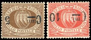 1892 - 5 cent. su 30 cent., 10 cent. su 10 ... 