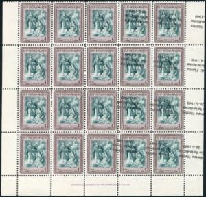 1949 - 4 lire Alberoniana, blocco di venti ... 