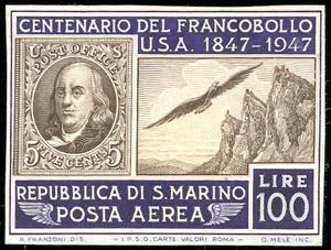 1947 - 100 lire Centenario francobollo Stati ... 