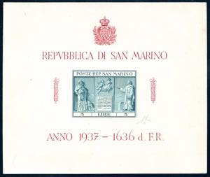 1937 - 5 lire Indipendenza, foglietto (1), ... 