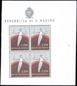 1955 - 250 lire Ginnasta, foglietto, taglio ... 