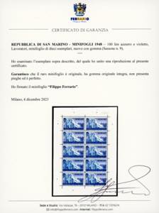 1948 - 100 lire Lavoro, minifoglio ... 