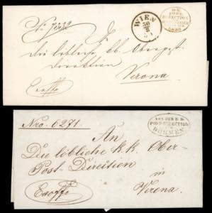 AUSTRIA 1850/57 - Due lettere in franchigia ... 