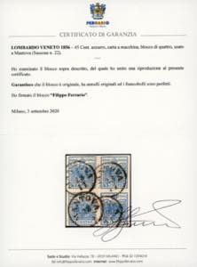 1856 - 45 cent. azzurro, carta a ... 