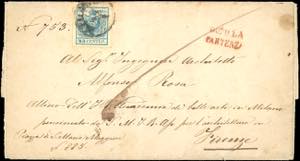1858 - 45 cent. azzurro, III tipo, carta a ... 