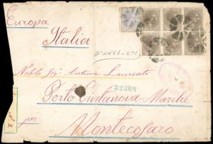 CUBA 1880 - 25 cent. e 50 cent., blocco di ... 