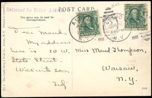 STATI UNITI DAMERICA 1908 - Returned for ... 