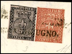 1856 - 15 cent. rosa, 25 cent. ... 