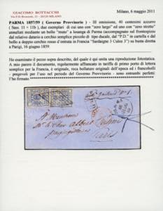 1859 - 40 cent. azzurro, un ... 