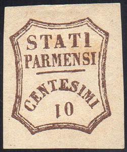 1859 - 10 cent. bruno, cifra 1 capovolta ... 