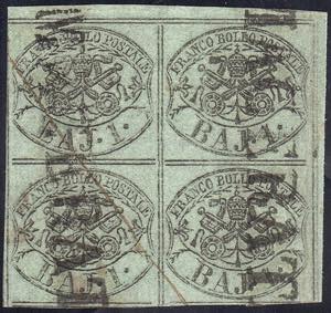 1854 - 1 baj verde grigiastro, inchiostro ... 