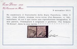 1852 - 5 baj rosa chiaro, stampa ... 