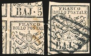 1852 - 5 baj rosa chiaro, stampa recto-verso ... 