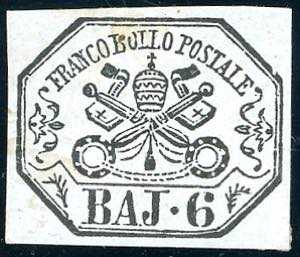 1864 - 6 baj lilla grigio (7A), nuovo, gomma ... 