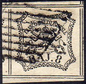 1852 - 8 baj bianco, otto filetti (9), ... 