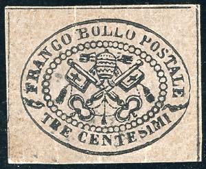 1867 - 3 cent. grigio rosa (14), gomma ... 